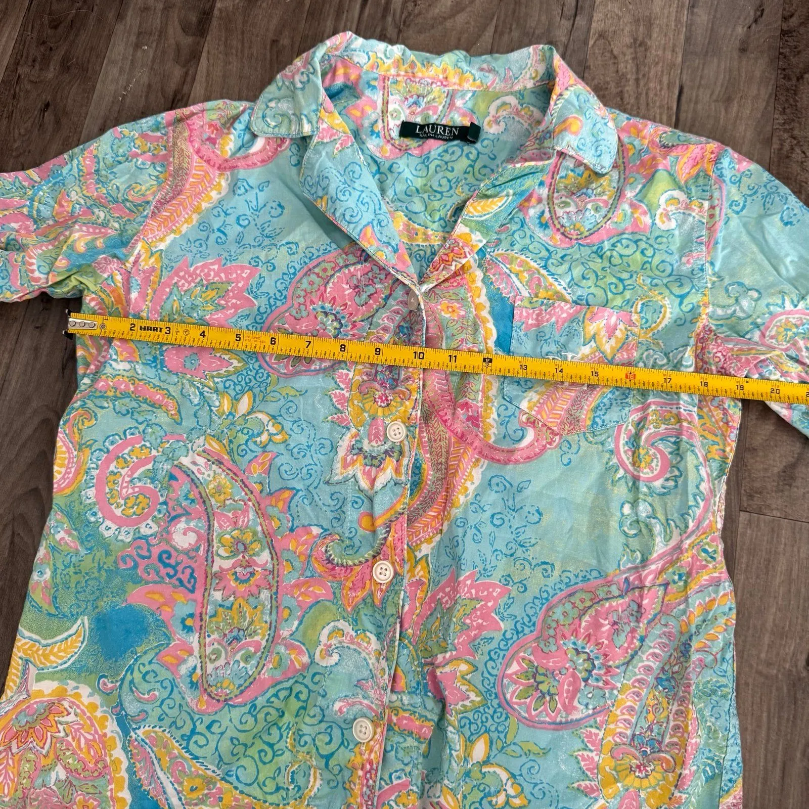 Ralph Lauren rainbow paisley floral cotton pajama set Blue Size M - Image 2