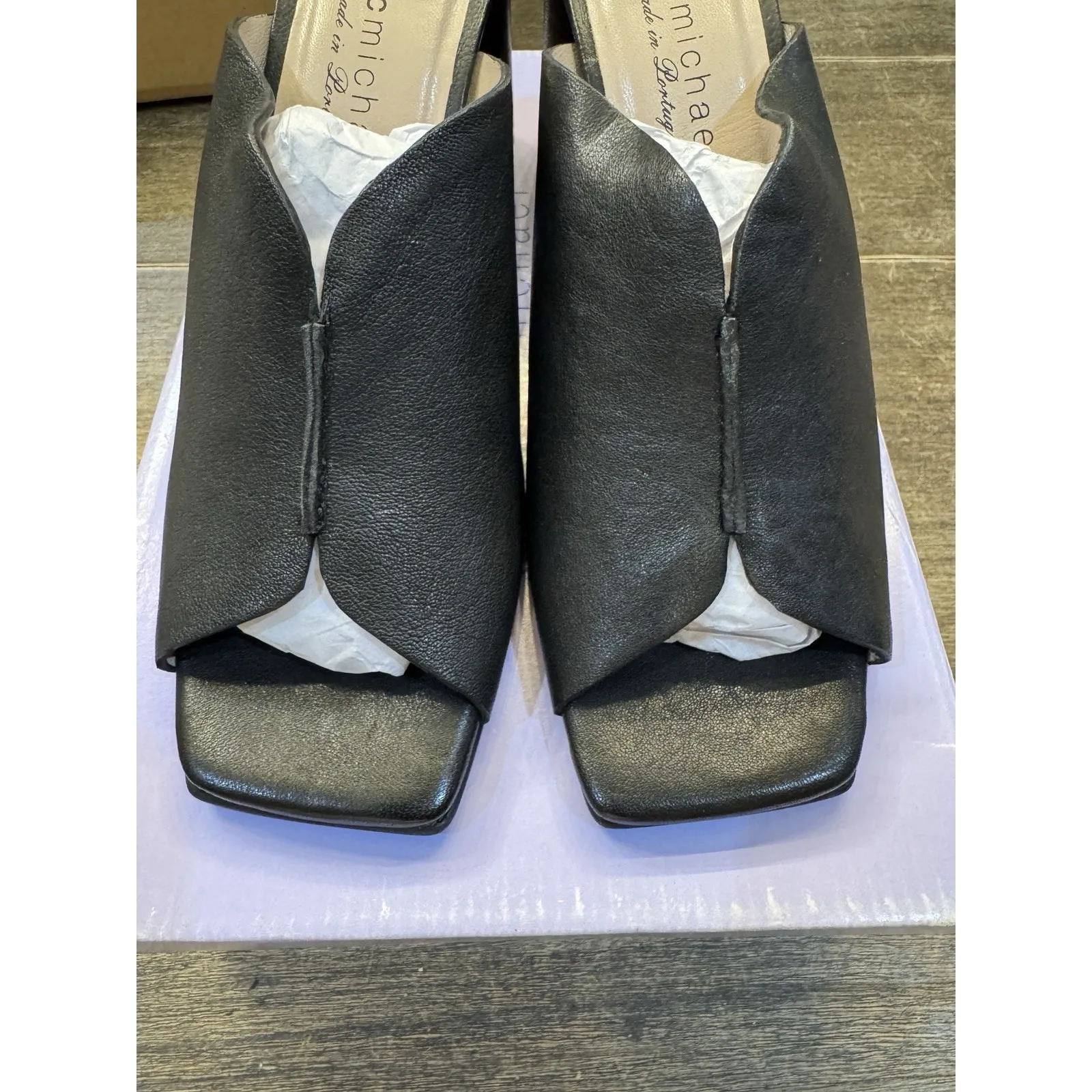 Eric Michael Women's Crosby Heeled Sandal Size 39 US 8.5-9 Black Open Toe - Image 3