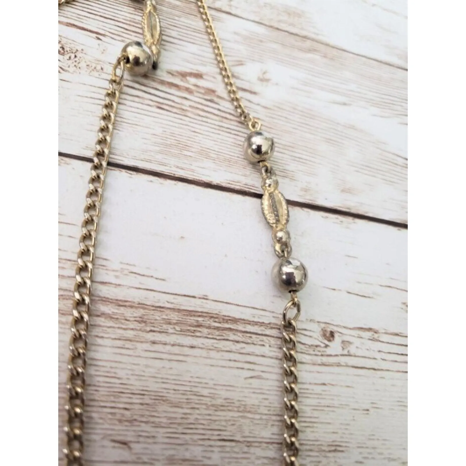 Vintage Necklace Long Gold Tone Can Be Layered Statement Necklace - Image 5