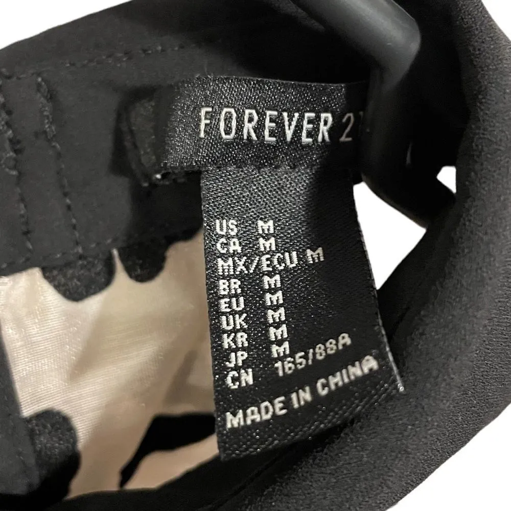 Forever 21 Sheer Felt Leopard Twee Long Puffer Sleeve Tie Collar Peplum Crop Top - Image 6