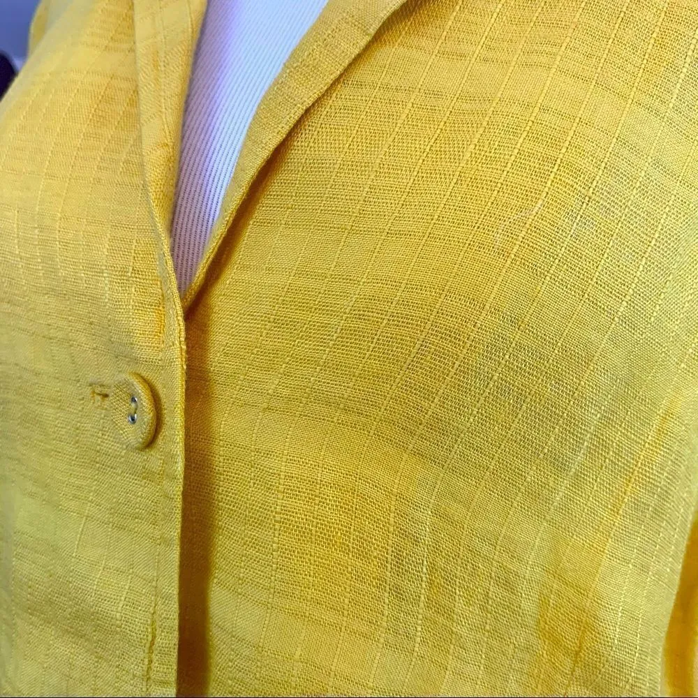 Eileen Fisher yellow linen button front blazer PL - Image 5
