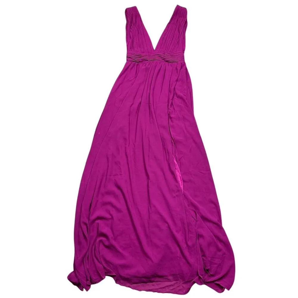 NWOT Lulus Women's XS Heavenly Hues Magenta Maxi Dress Formal V-Neck High Slit - Image 3