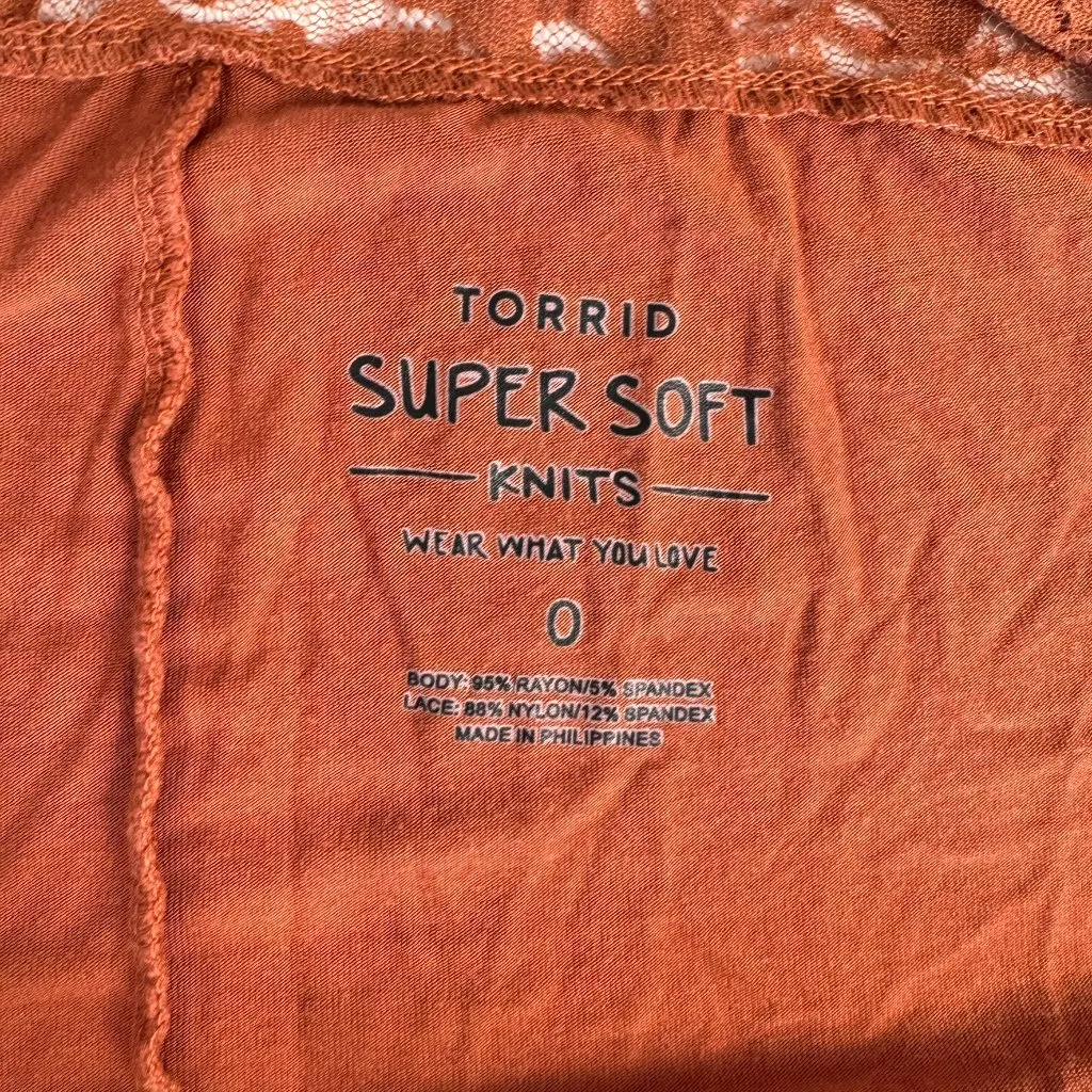 Torrid Super Soft Knit orange lace detail open front cardigan size 0/large E29 - Image 6