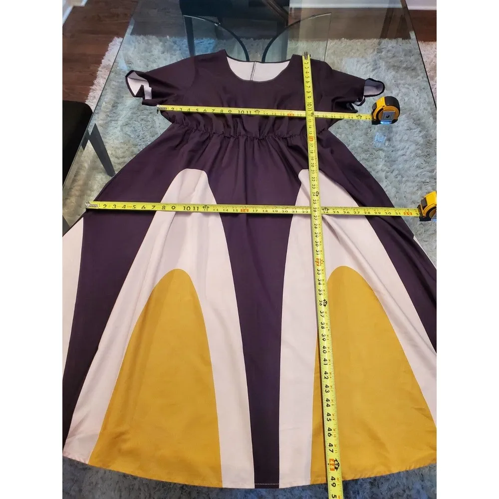 SHEIN Curve Women's Multicolor Polyester Round Neck Short Sleeve Knee Length 2XL Size XXL - Image 13