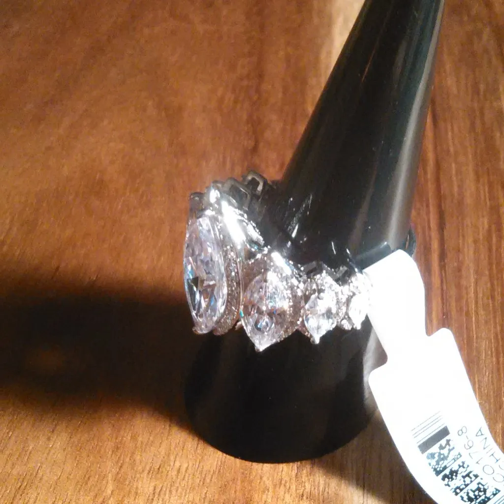 White Cubic Zirconia Sterling Silver Ring (Size 8) - Image 14