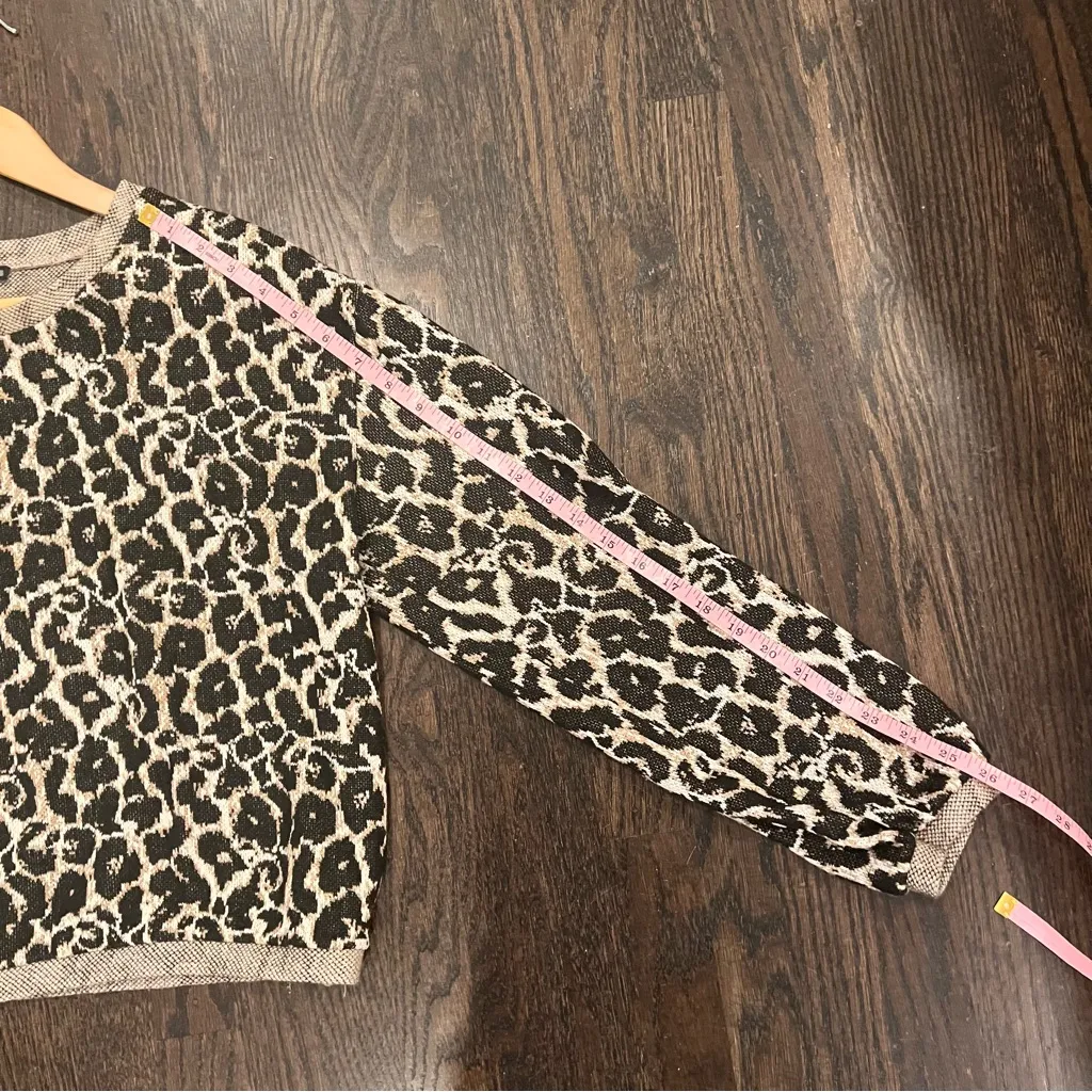Zara Leopard Print Knit Sweater in Black and Cream Size Medium - Image 7