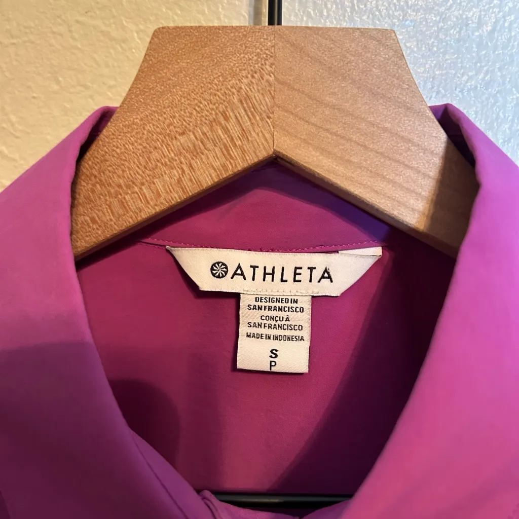 Athleta Performance Oversized Poplin‎ Top in Jazzy Purple Button-Up Shirt - Image 3
