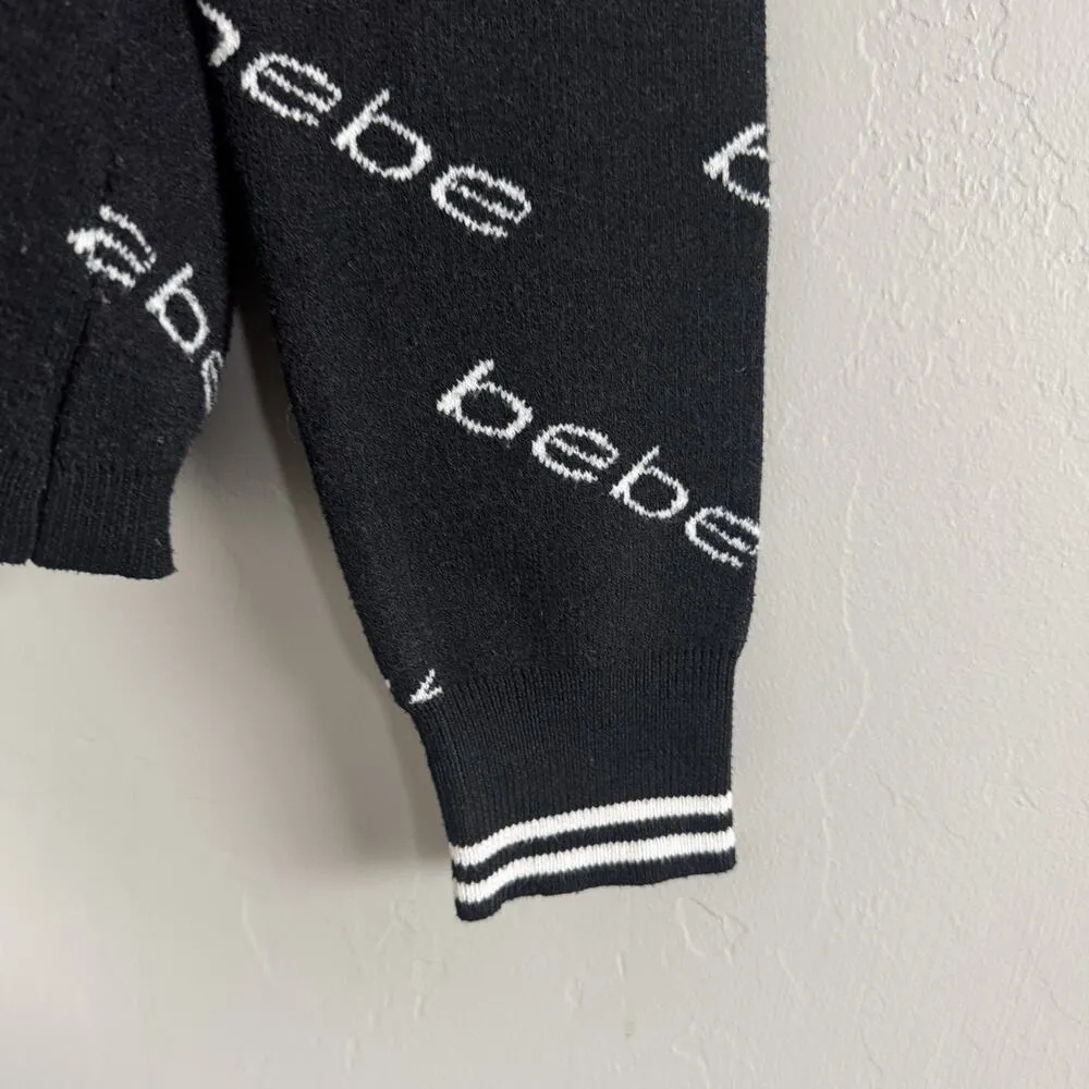 Bebe Long Sleeve Crew Neck Pullover Sweater Black White Logo Woman’s XL - Image 6
