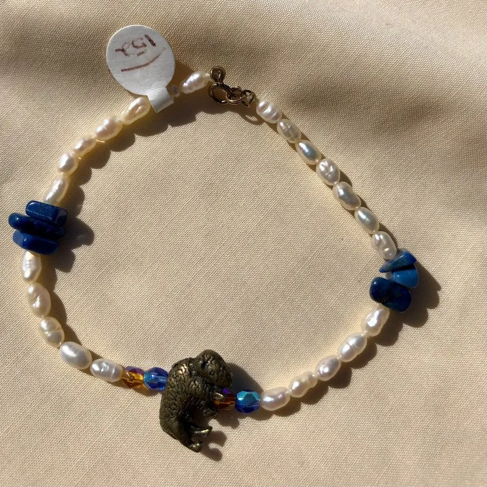 Custom made Blue Lapis Lazuli Seed Pearls Gen Stones Metal Buffalo bracelet New - Image 11