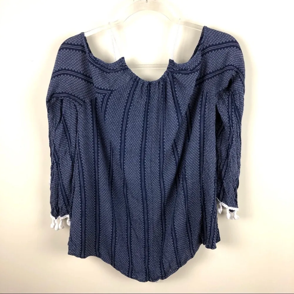 Romeo + Juliet Couture  Blue Tassel Boho Blouse S - Image 6