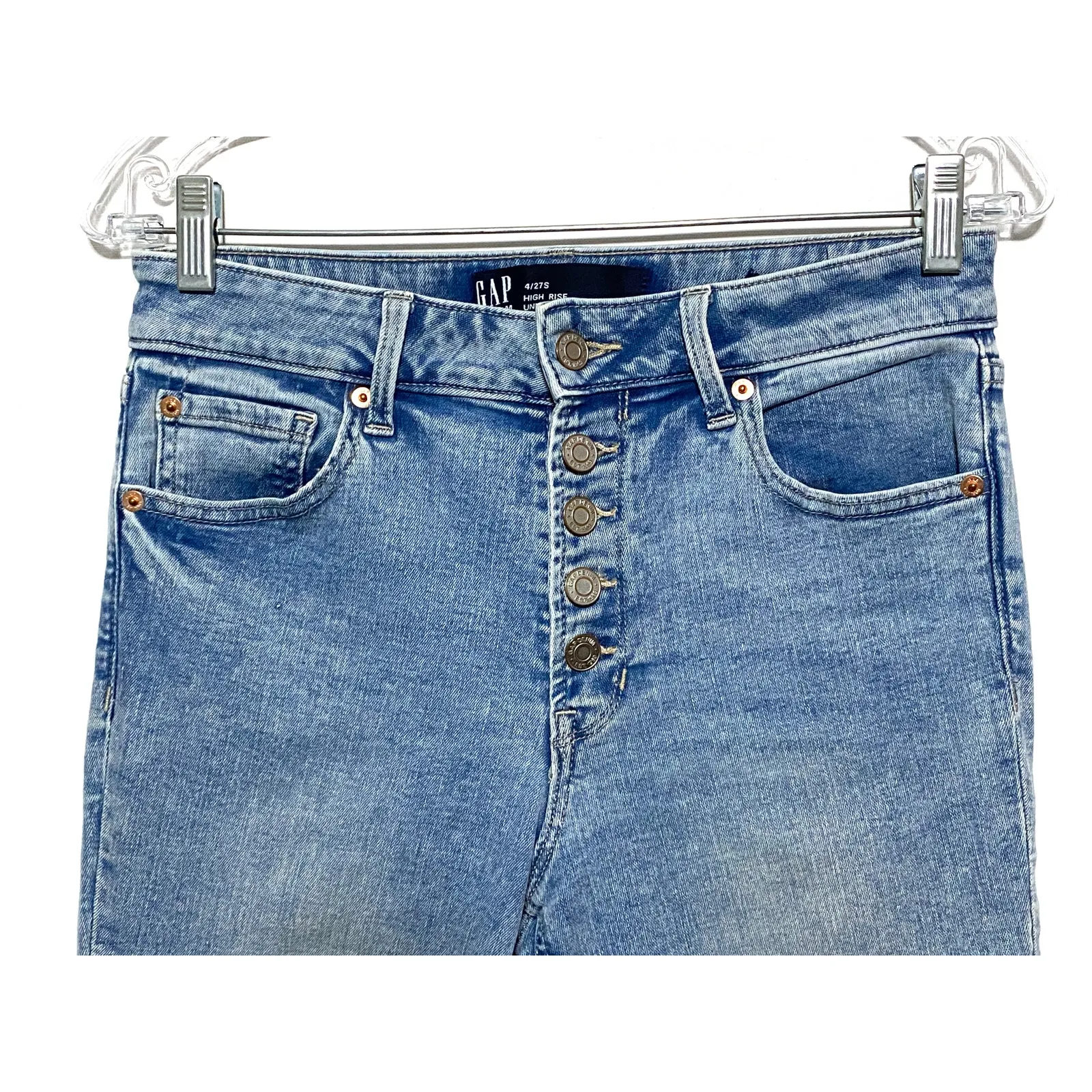 Gap Denim High Rise Universal Legging Jeans Womens 4/27 Short Button Fly Classic - Image 3