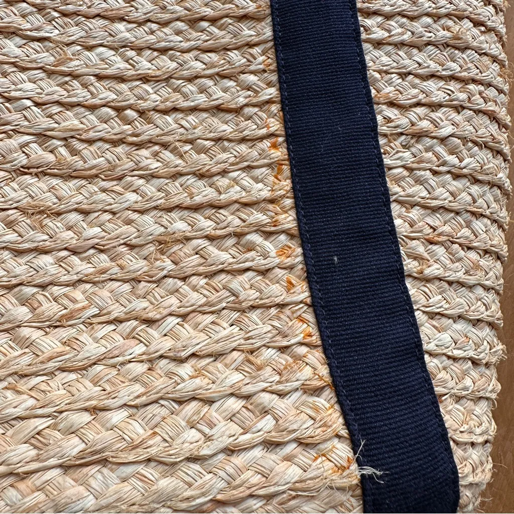 J. Crew Raffia Straw Structured Tote Bag, Antique Navy - Image 11