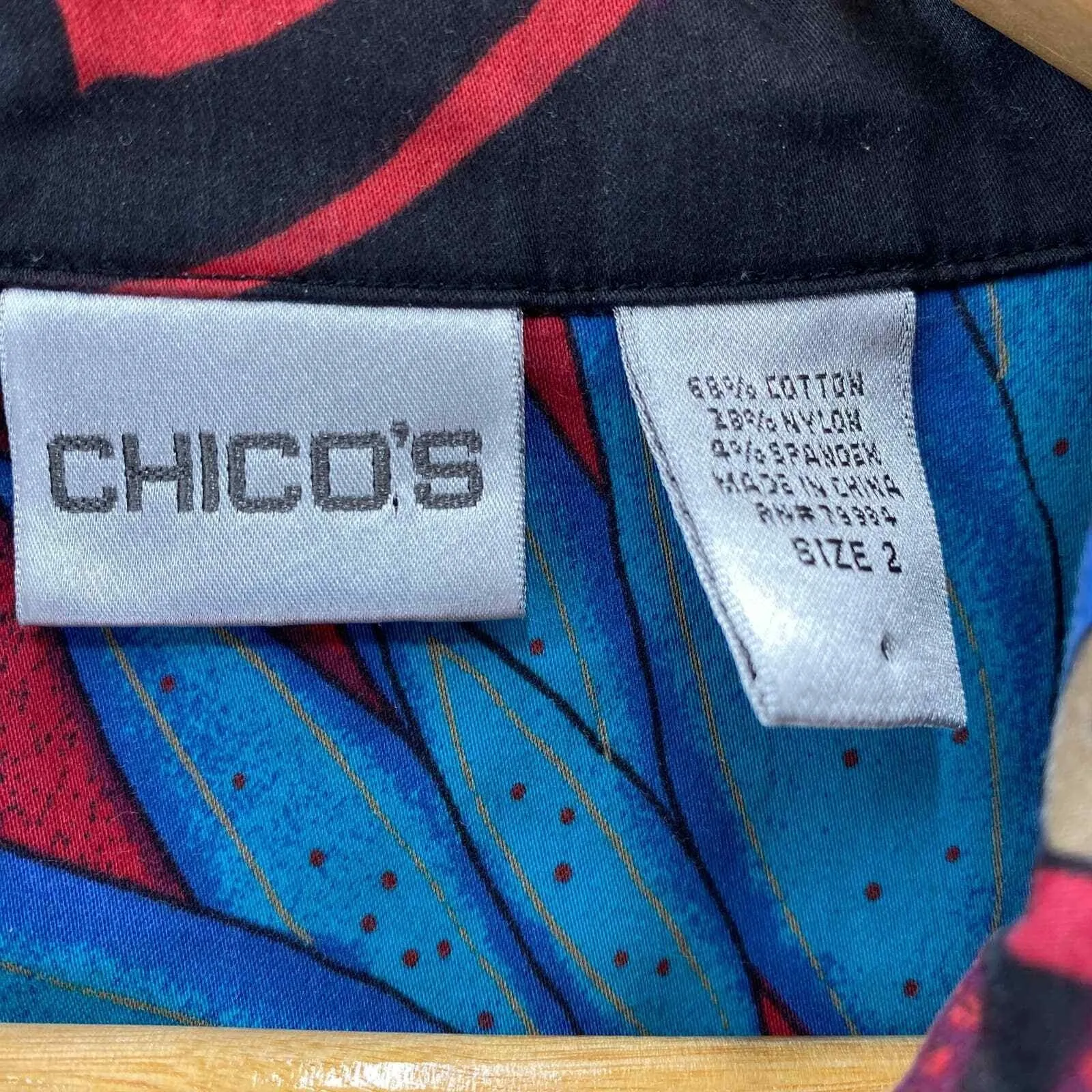 Chico's Boho Artsy Jacket Women 1 Med Black Multicolor Floral Print Cotton Blend - Image 5