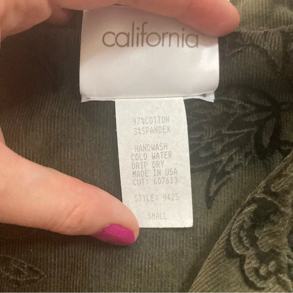 Vintage Zoe Boho Button Up Corduroy Blazer Size Small - Image 3