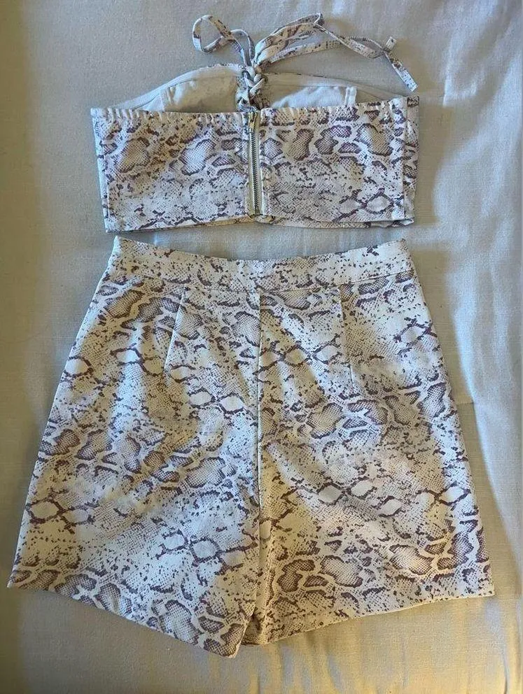 Two(2) Piece Tube Top & Shorts Outfit, Snakeskin/Purple, Size S, NWOT - Image 3