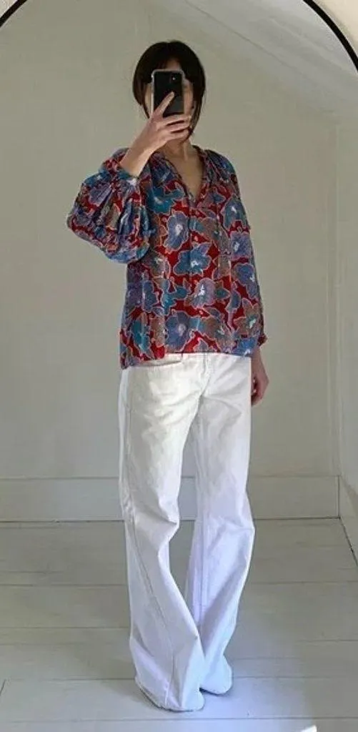 Love The Label Lucette Floral Puff Sleeve Top in Frenchie Size S Retail $198 - Image 2