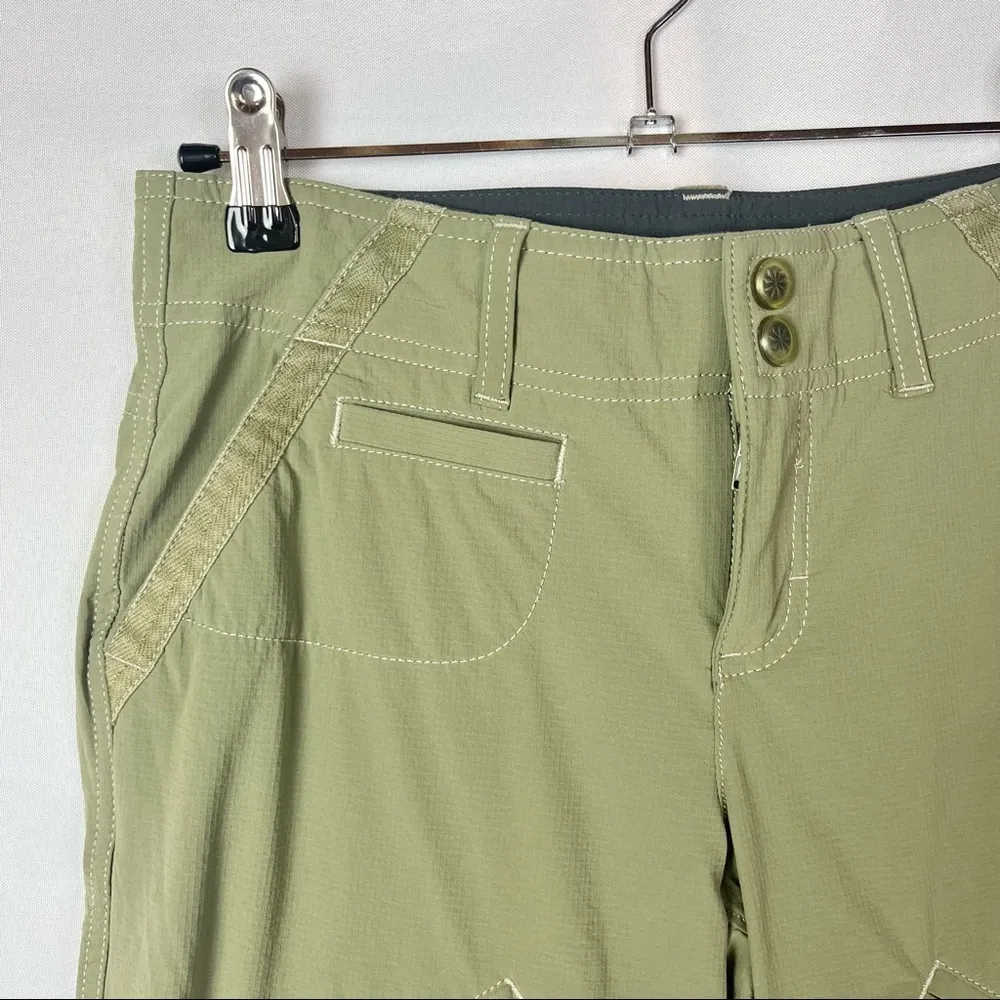 Athleta Green Cargo Capri Nylon Cropped Hiking Pants 2 - Image 3