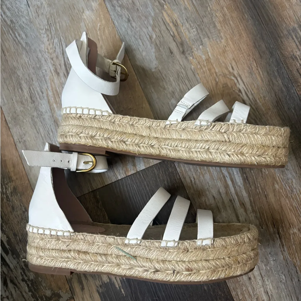 J.Crew Leather Gladiator Espadrille Platform Sandals White Size 7.5 - Image 3