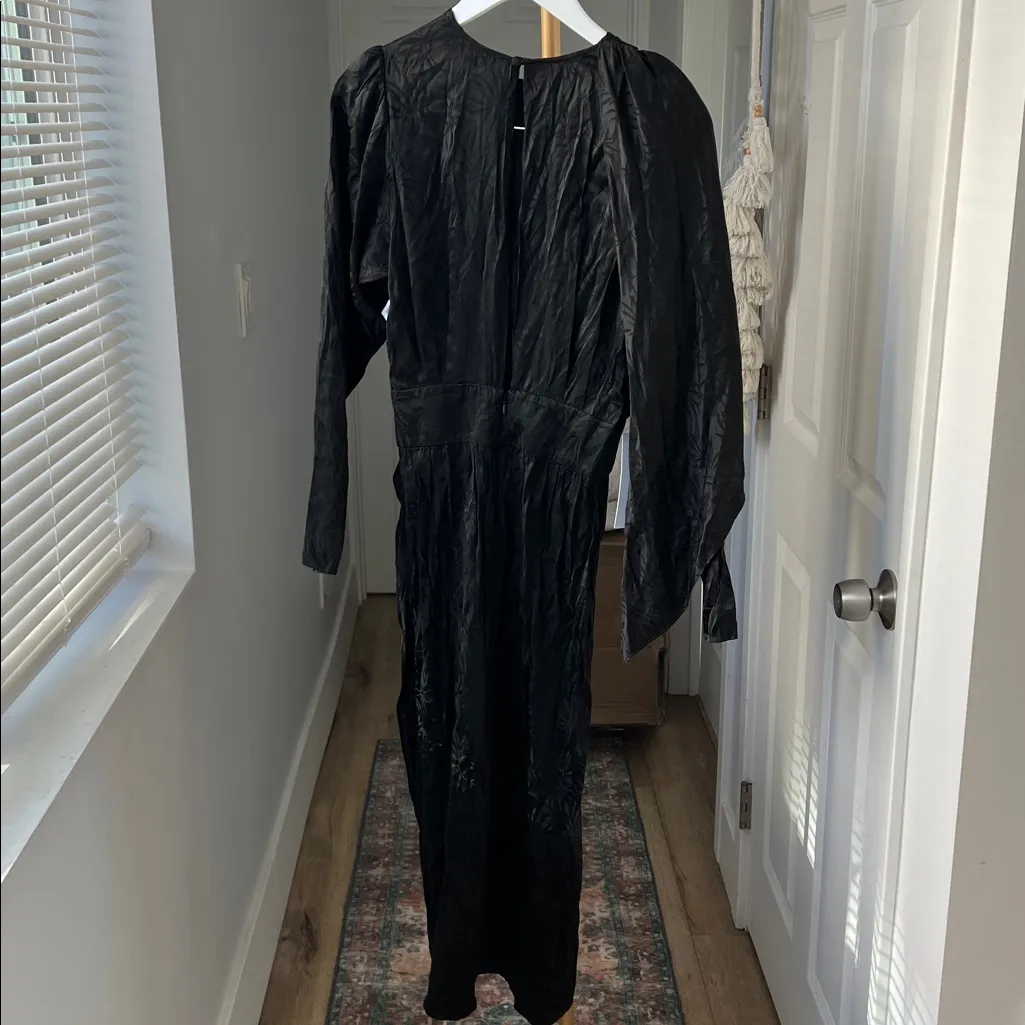 NWT Ronny Kobo Black Silk Jade Dress Long Sleeve Elegant Formal Small $538 - Image 6