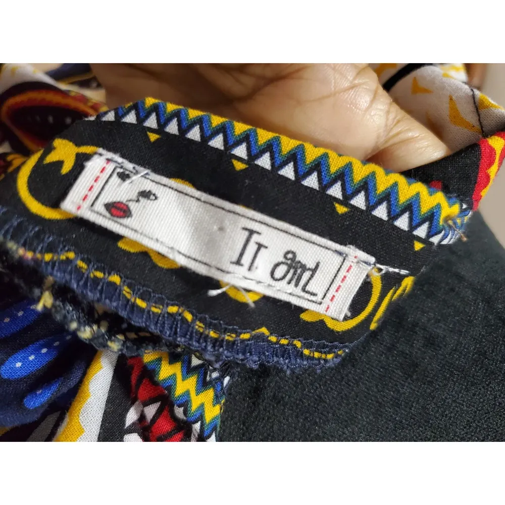 It Girl Women's African Print Cotton Sweetheart Neck Long Sleeve Blouse 2X - Image 8