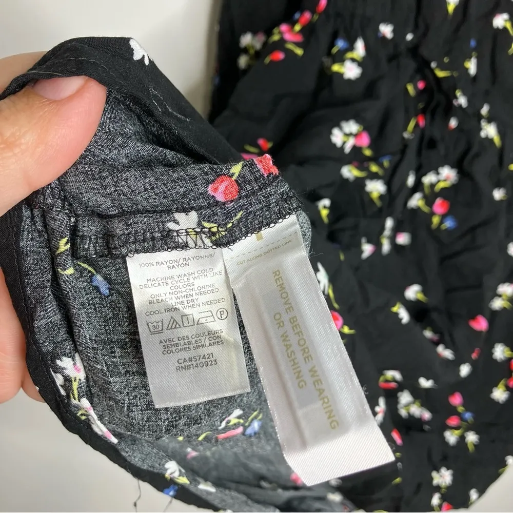 Loft black floral mini dress long sleeve women’s size XSP petite business‎ - Image 5