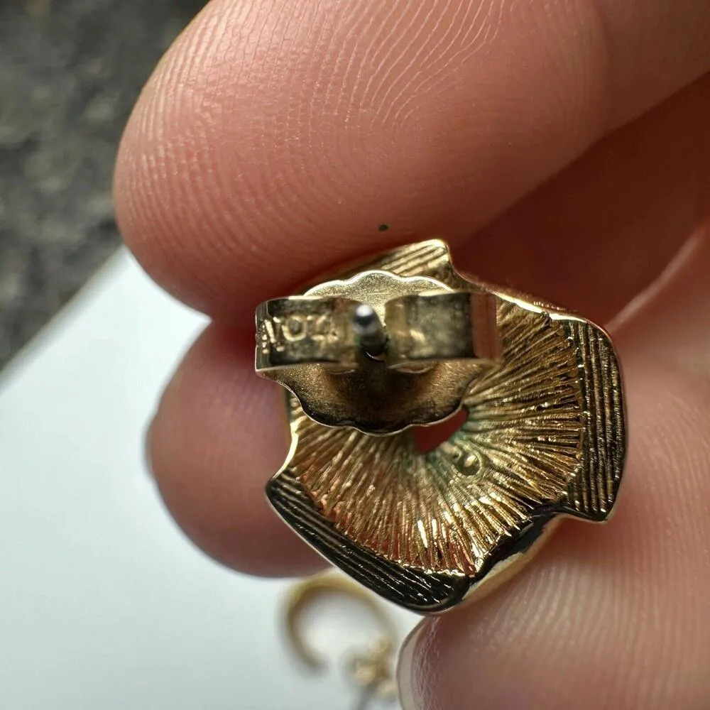 Avon Gold Tone Pierced Stud / Hoop Earrings Lot Of 3 Signed - Image 6