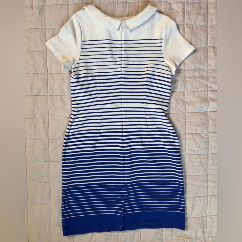 Talbots Blue & White Preppy Nautical Striped Ombre Sheath Dress - 10 Petite - Image 4