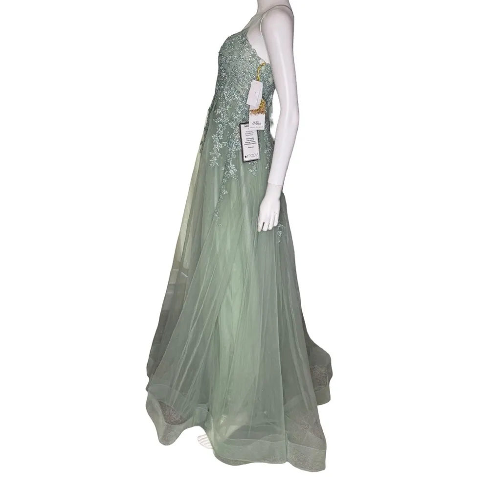 TLC Say Yes Amelia Couture Sage Green Ball Gown Formal Dress Junior’s Sz 5/6 - Image 2