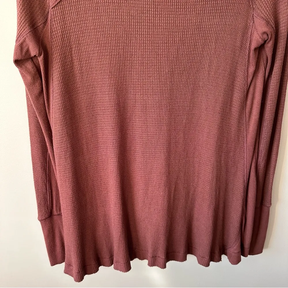 Free People Shirt Womens S Brown Venture Thermal Hi Low Hem Oversized Boho - Image 6
