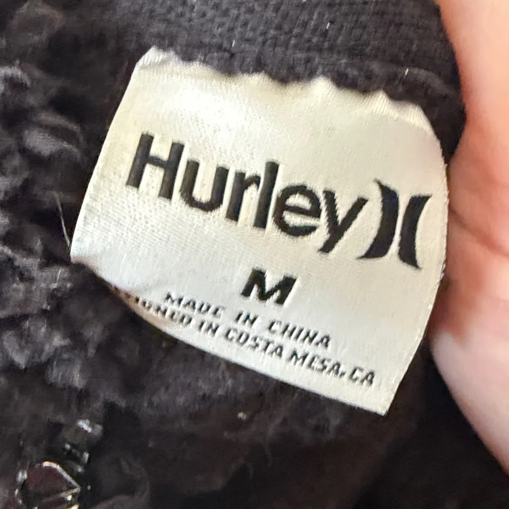 Black Fleece Jacket Hurley Size medium with Zip Pocket - Image 4