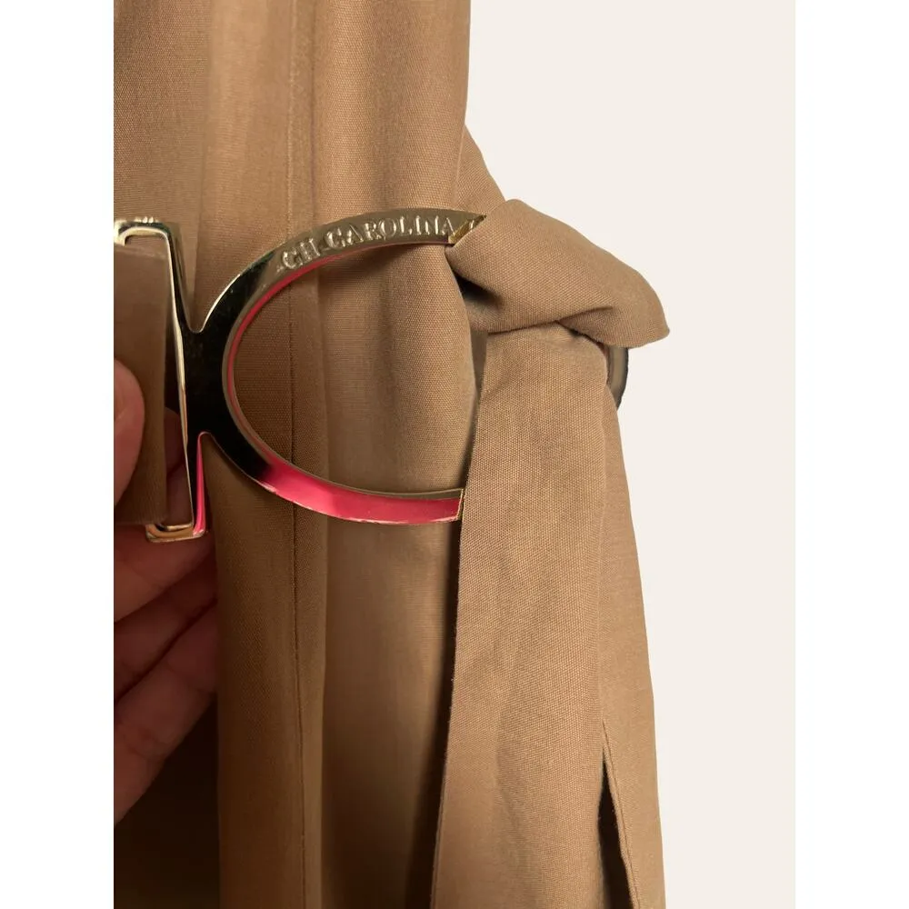 Carolina Herrera Brown Belted Pleated Sleeveless Cocktail Dress Size 6 - Image 9