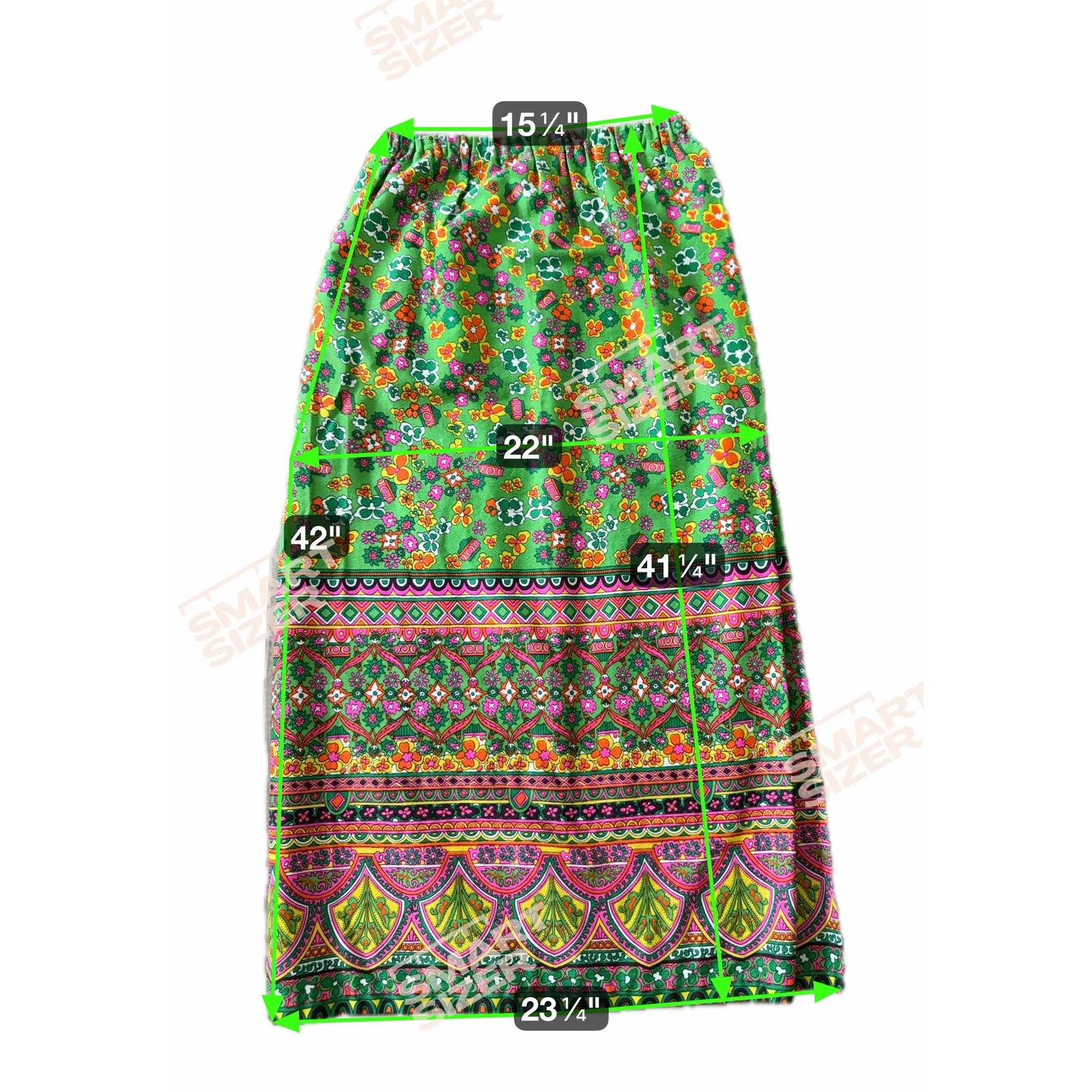 Alice Polynesian Fashions Perma Press Skirt Barkcloth Green Floral 70s Retro S M - Image 4