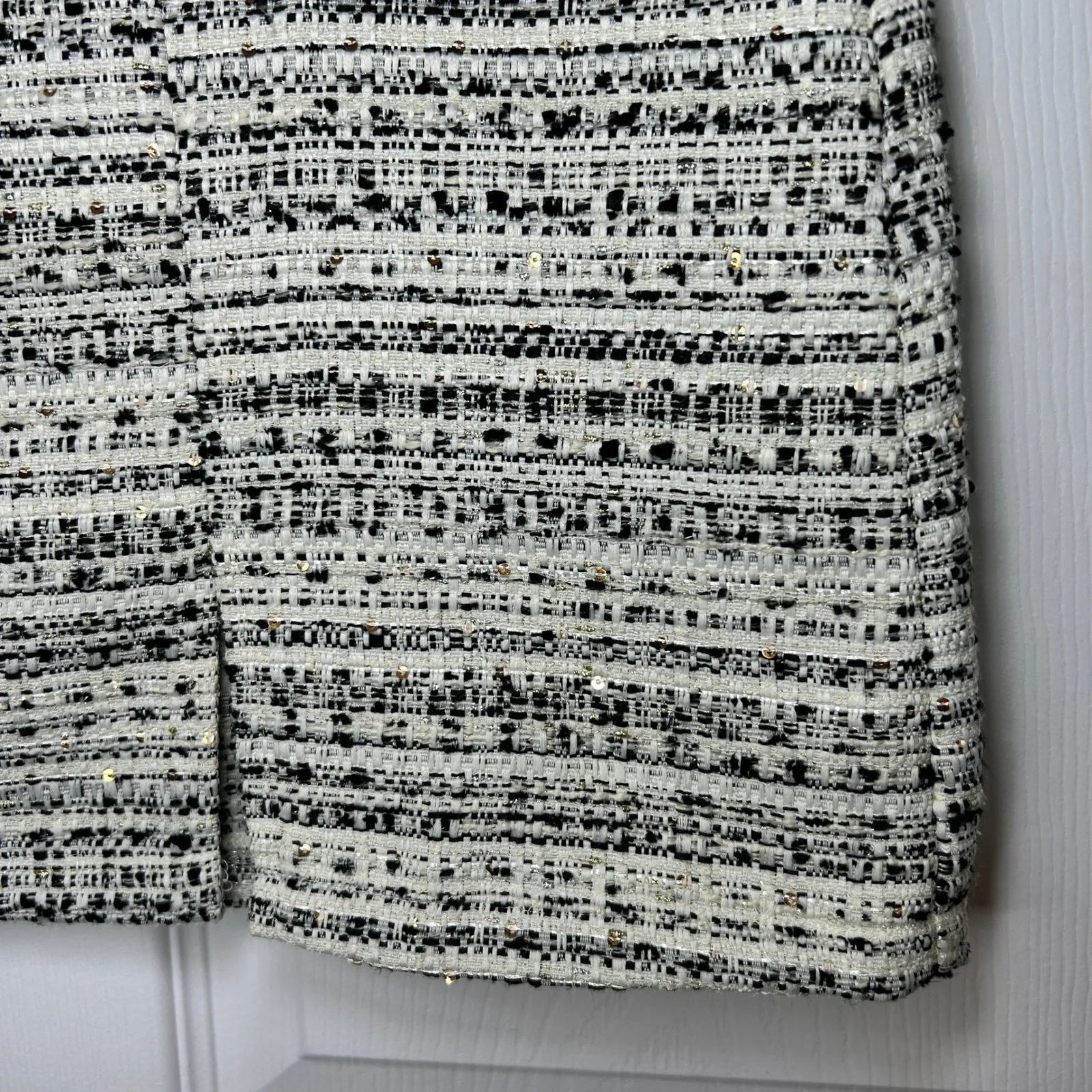 NWT Altar'd State Boucle Tweed Mini‎ Skirt White Gold Career Party Holiday XL - Image 3