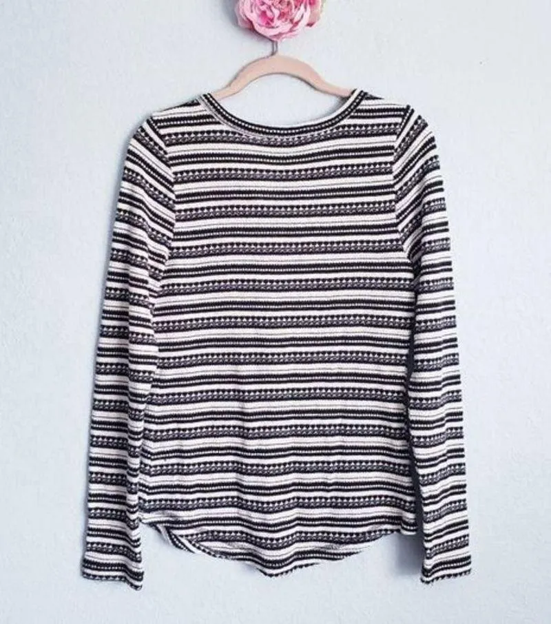 Lucky Brand‎ White & Black Striped Knit Thermal - Image 6