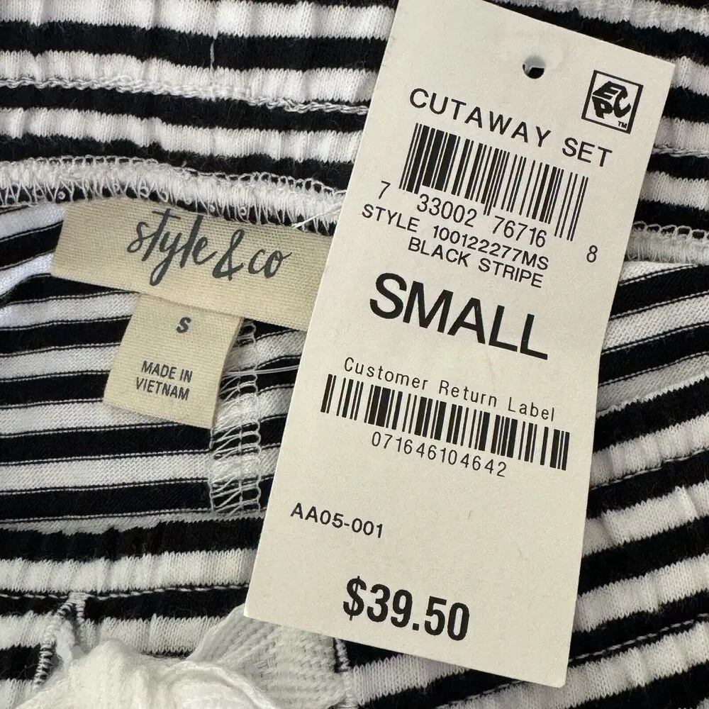 Style & Co Small Casual Pull-On Shorts Striped Stretch Elastic Waist Loungewear - Image 3