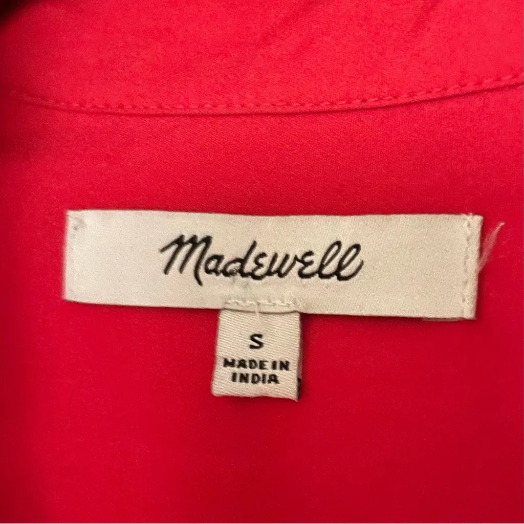 Madewell Red Cotton Oversized Collared Button Down Shirt Small - Image 4