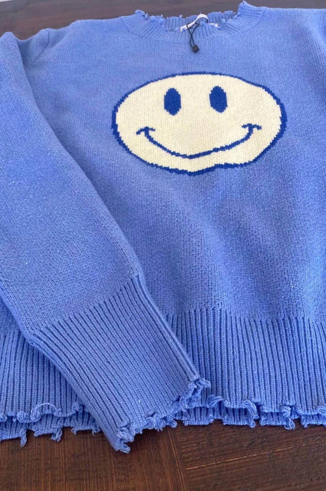 Boutique Smiley Face Sweater Blue - Image 2