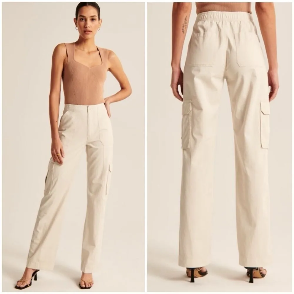 Abercrombie & Fitch Relaxed Cargo Pant in Cream Size 8/29 Long - Image 2