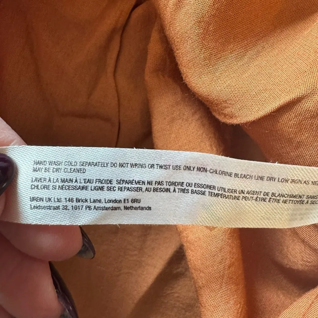 Free People - NWT Vintage Summer Button Down Boho Midi Dress Brown Sz XS - Image 8