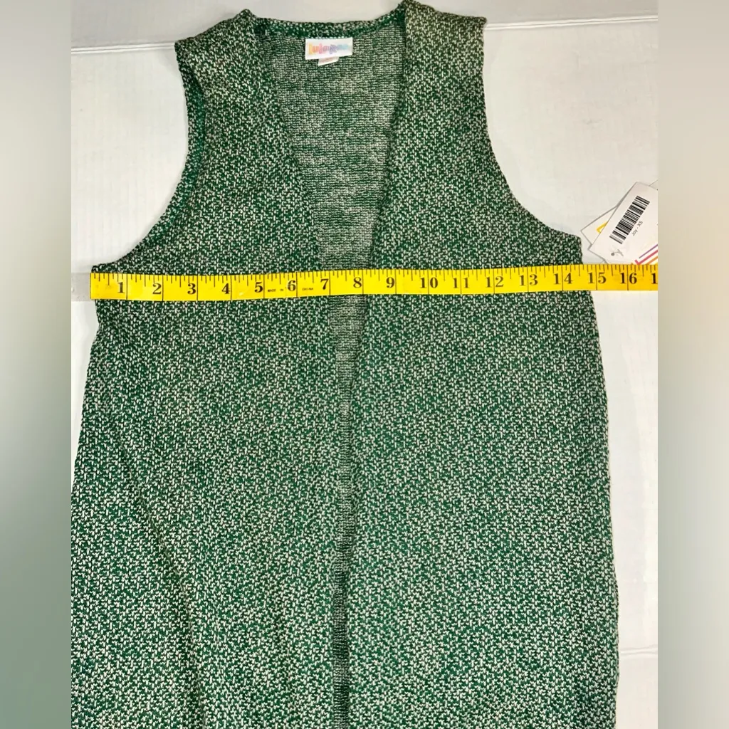 LulaRoe Longline Vest Joy Green W/ White‎ Cover Up Lightweight XS NWT - Image 2