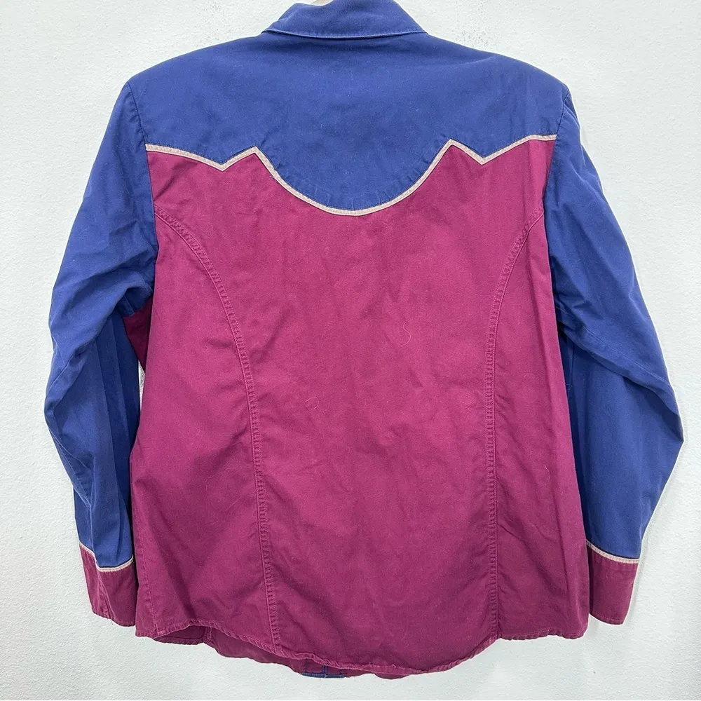 Vintage Cumberland‎ Western Two Tone Rodeo Pearl Snap Women's Shirt Size XL Blue - Image 6