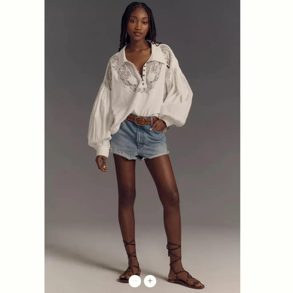 Anthropologie Maeve Balloon-Sleeve Collared Yoke Top - Image 4