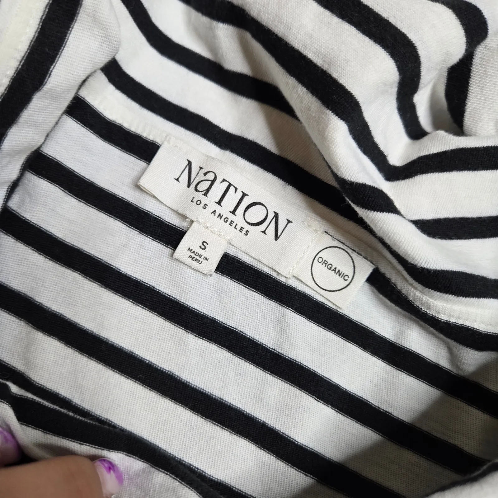 NATION LTD Alexi Off The Shoulder T-Shirt in Cross Walk Stripe Size: S - Image 4