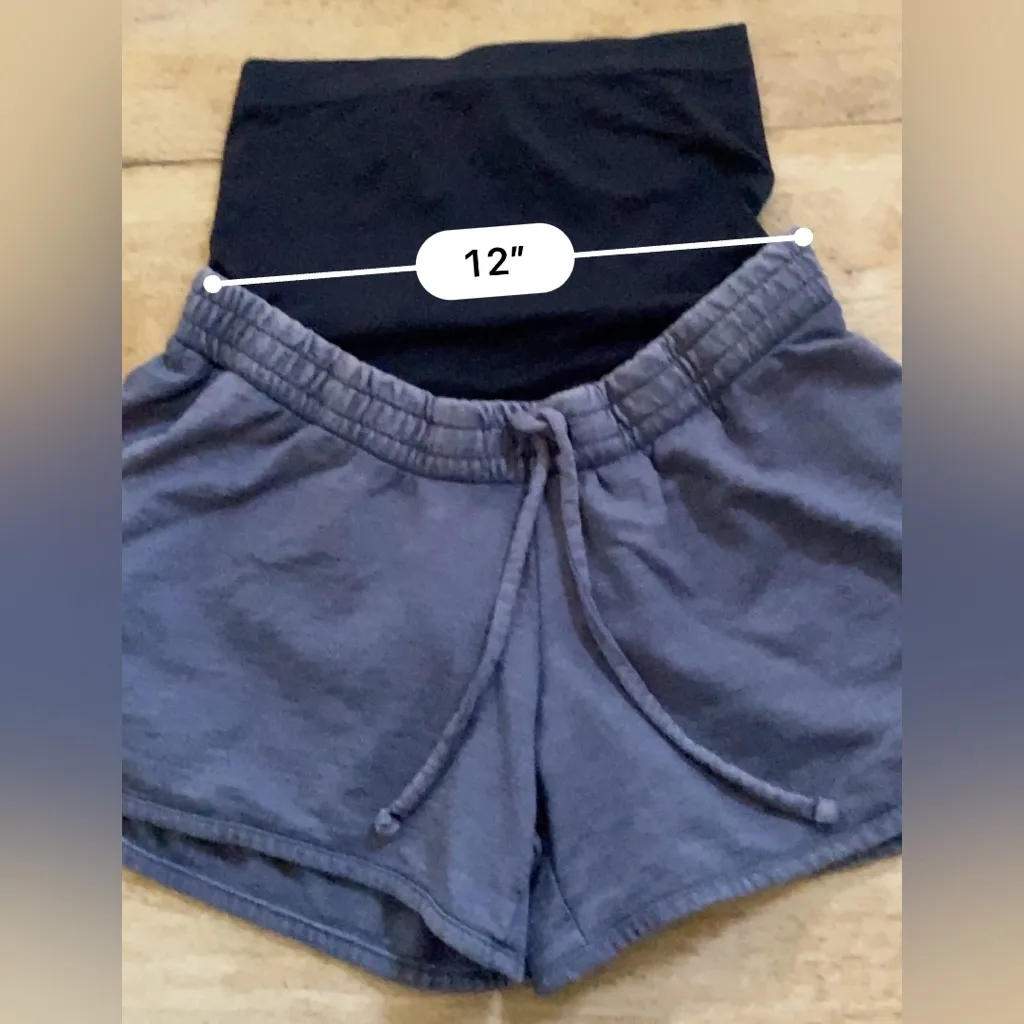 A:glow Women’s Sz S (Maternity) Slate Blue/Gray Cotton Blend Shorts‎ Blue - Image 8