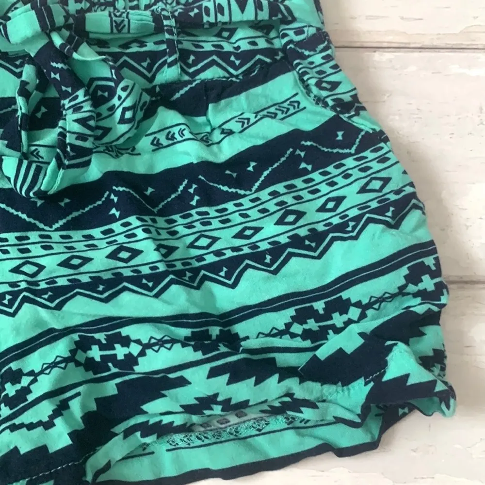 Women’s S/M Teal Aztec Native Teal Green Blue Bootie Shorts HAVE Size Small - Image 2