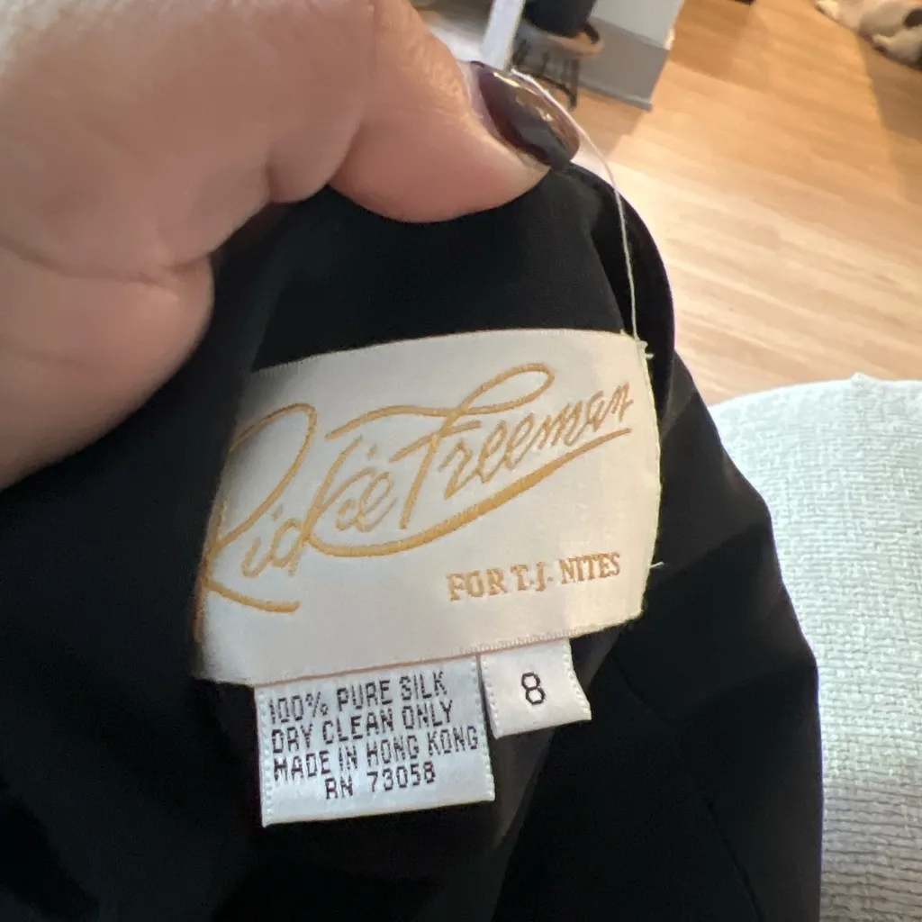Rickie Freeman for T.J. Nites Vintage Silk Dress Black Size 8 - Image 7