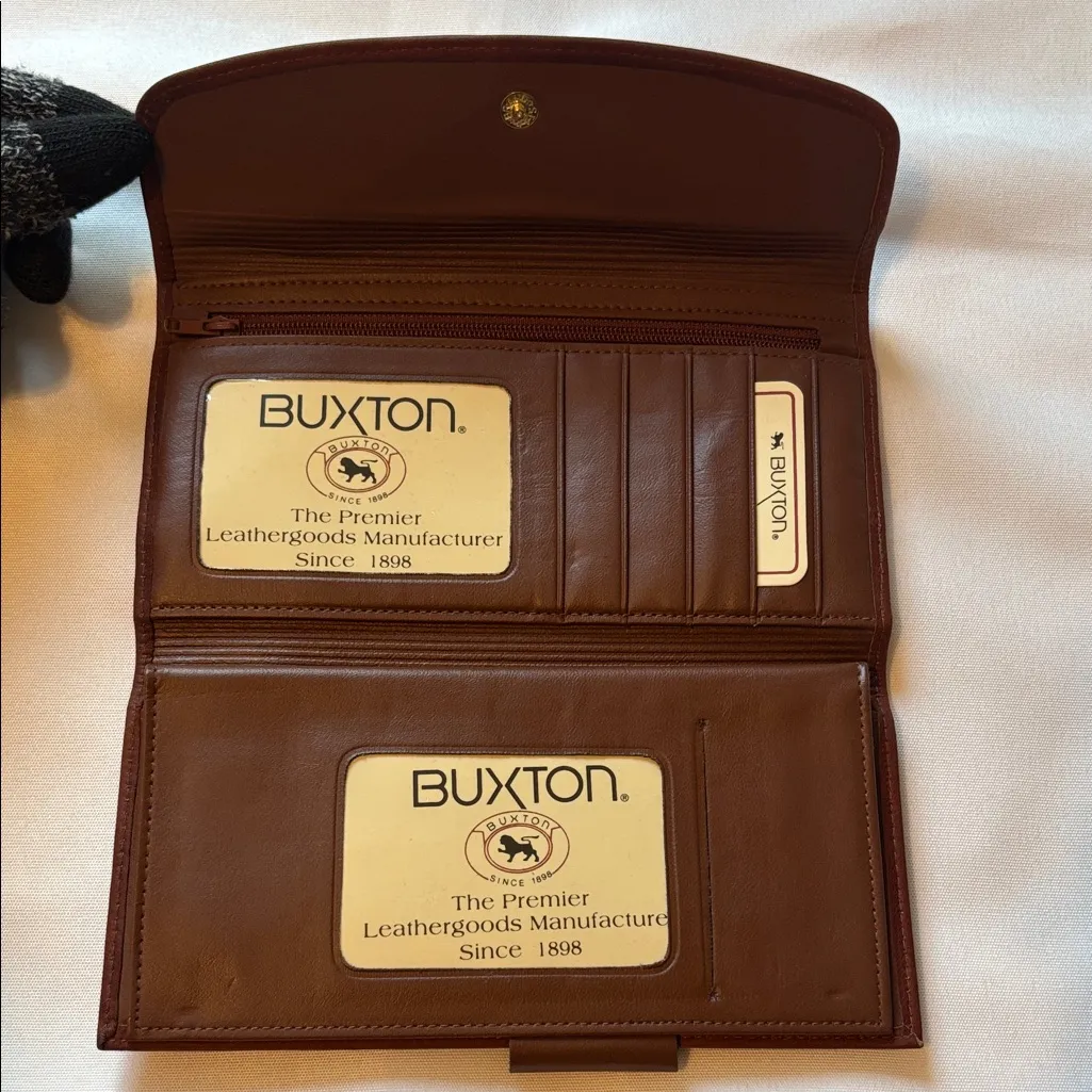 Buxton Cashmere Cowhide Wallet Brown EUC - Image 5