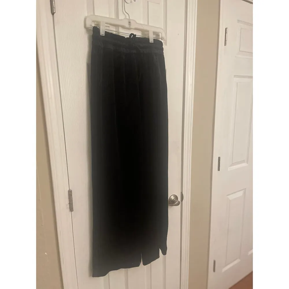 AllSaints Tyler Wide Leg Velvet Trousers Pants In Black Size US 6, A50 - Image 2