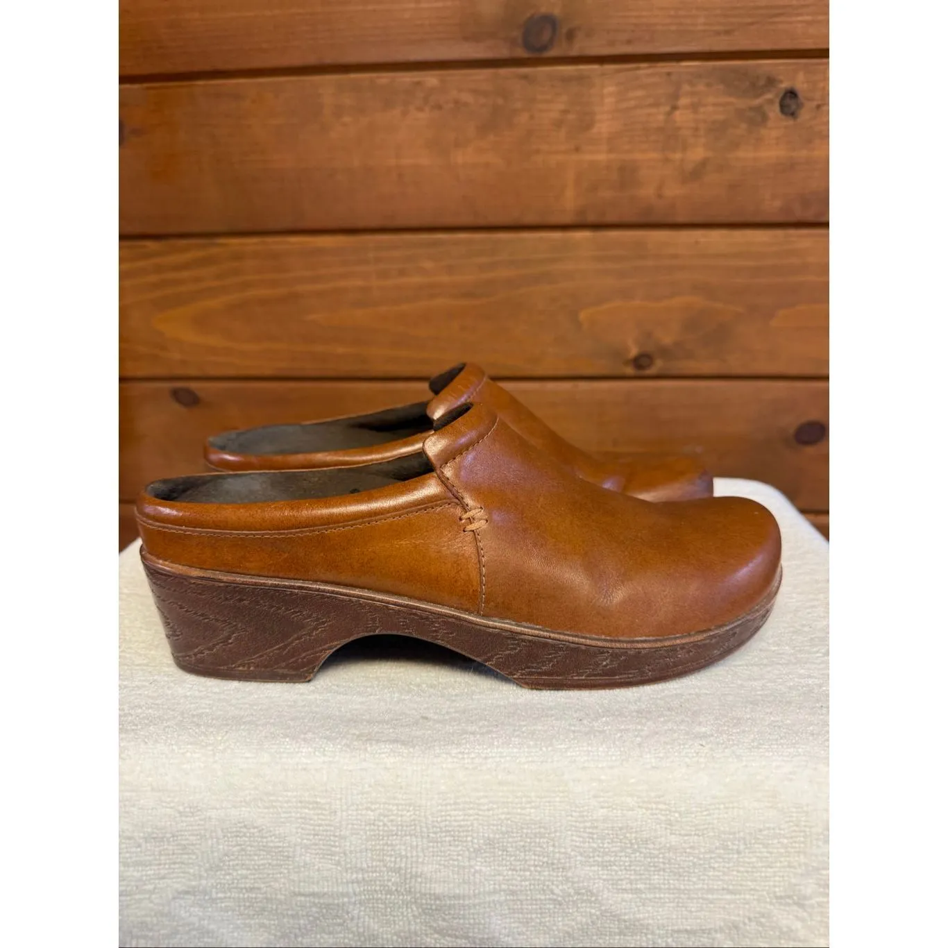 Klogs Surrey Nutmeg Leather Clogs Sz 9 Brown - Image 2