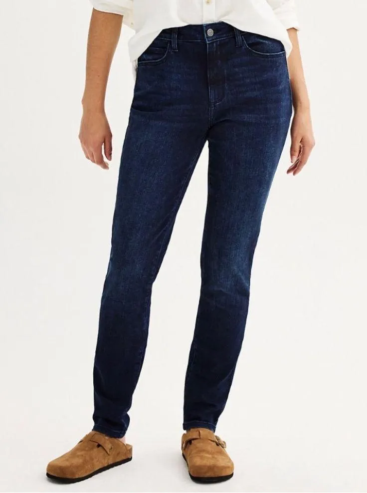 Womens Sonoma Goods For Life Curvy High Rise Skinny Jeans 6 Reg Dark Wash New - Image 7